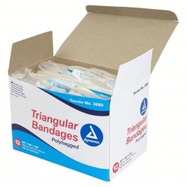 Dynarex Lot of 60 Triangular Bandages 40" x 40" x 56" with safety pins 3680