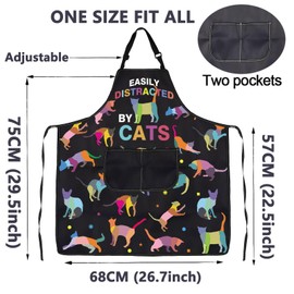 CMNIM Cat Apron With Pockets Cat Kitchen Apron Funny Cat Cooking Apron Easily Distracted By Cats Lover Gifts for Cat Mom gift (Easily Distracted By Cats)