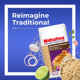 Mahatma Brown Jasmine Rice, 32-Ounce Bag of Rice, Brown Thai, Indian, or Cambodian Fragrant Flavored Rice, Stovetop or Microwave Rice