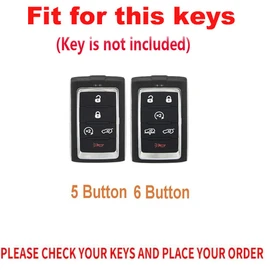 TECART Fit for Jeep Key Fob Cover with Keychain Soft Full Protection Key Shell Compatible with Grand Cherokee L Grand Wagoneer 2021-2024 Smart Key Cover Black