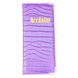 Acclaim Rigid Lawn Bowls Bowling Scorecard Holder Lightly Padded Synthetic Texture Effect 23 cm x 10 cm with Spring Clip & Pen Loop (Purple)