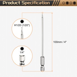 HARFINGTON H1/20 Hex Head Screwdriver Bit 1/20" Flat Tip 1/4" Hex Shank 4" Long Magnetic Hexagonal Screw Drill Bit Wrench Chrome Plated Power Driver Socket