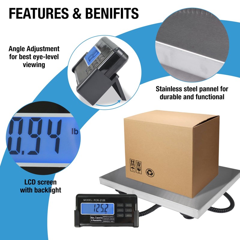 Large 440lbs Shipping Scale, 15"X 12" Platform Heavy Duty Stainless