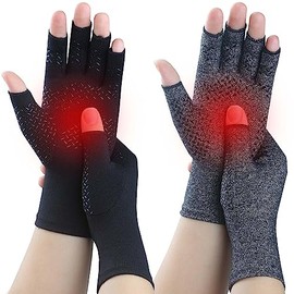 Kecartu Kecartu 2 Pairs Compression Gloves for Rheumatoid Arthritis, Osteoarthritis, Carpal Tunnel Pain, Fingerless Arthritis Hand Gloves for Women Men Support Work&Computer Typing (Pure Black+Black,Small)