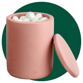 MaisoNovo Cement Bathroom Toothbrush Holder Set – Qtip Holder, Cotton Ball & Cotton Rounds Holder, Countertop Toothbrush & Toothpaste Cup, Qtip Container, Cotton Swab Organizer - Pink