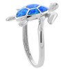 Sterling Silver Blue Synthetic Opal Sea Turtle Ring for Women