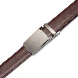 Men's Belt Automatic Sliding Buckle Belts Leather Sliding Ratchet Belt Adjustable Sliding Buckle Belt Fit Used with Casual or Business Suits