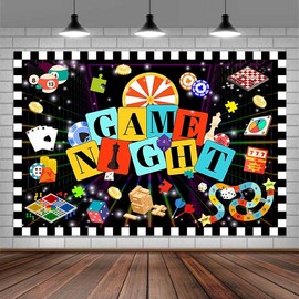 Ine Ive Game Night Backdrop Family Game Night Party Decorations Background Banner 7x5ft Polyester Kids Adults Player Gamble Gaming Theme Birthday Party Supplies Photo Booth Props