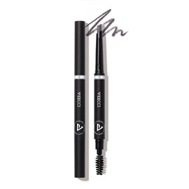 VEECCI Diamond Eyebrow Pencil - Long Lasting & Smudge-proof, Dual-Ended with Soft Brush - Vegan Formula for Microblading Effect Brows (Dark Grey))