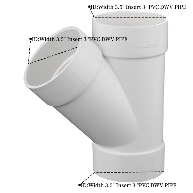 3" PVC 45 Degree Wye DWV Sanitary Y-TEE Street for