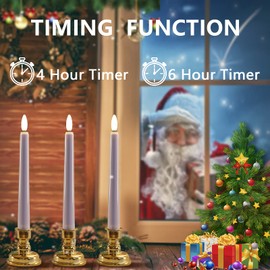 MIXALY 9PACK 8" LED 3D Wick Taper Candles with Remote Timer - Battery Operated Flameless Flickering Window Candles with Nifty Flame and Removable Candlesticks - Perfect for Dinner/Party/Wedding Decor