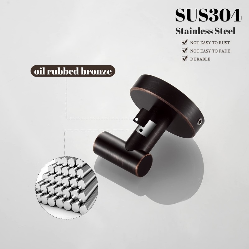 BigBig Home Bronze Towel Hooks, Bathroom Robe Hook Oil Rubbed,