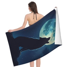 VANZEV Wolf Moon - Toalla de playa de microfibra sin arena para adultos y niños, secado rápido, ultra absorbente, súper suave, para viajes, natación, baño, ducha, 52 x 32 pulgadas