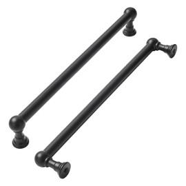khtumeware 2 Pack 12 Inch Hole Center Matte Black Cabinet Pulls Heavy Duty Solid Cabinet Handles cabinets Dressers Kitchens Handles Bathroom cabinets