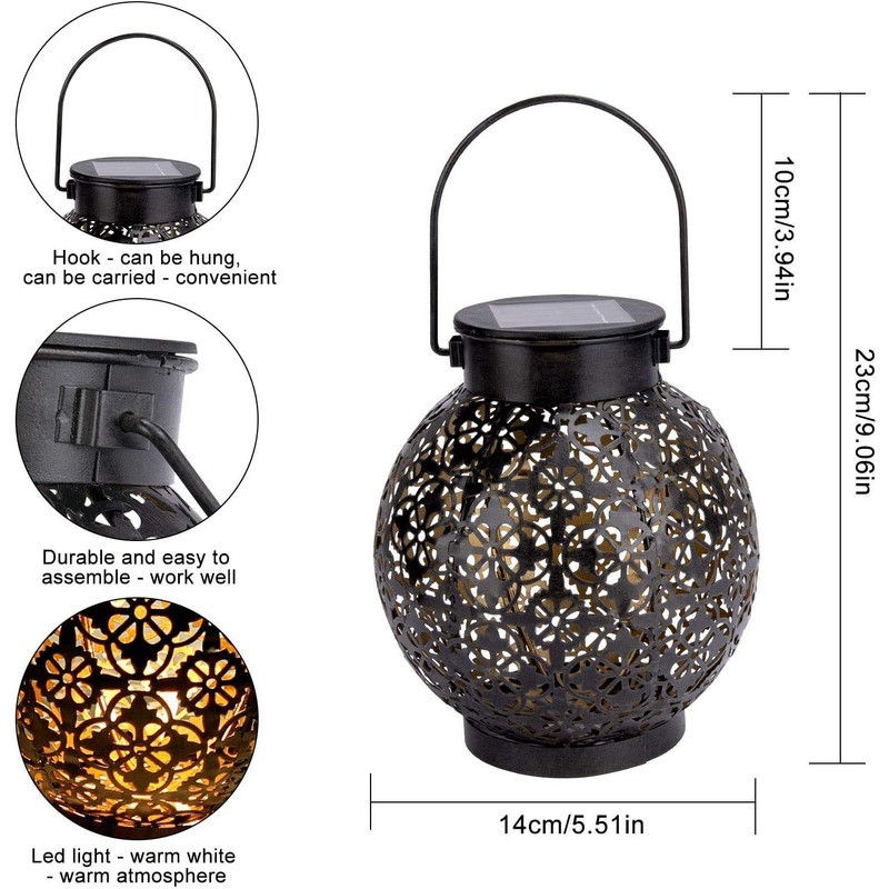 GolWof Solar Lantern Outdoor, LED Solar Light, Waterproof Decorative, Bronze,