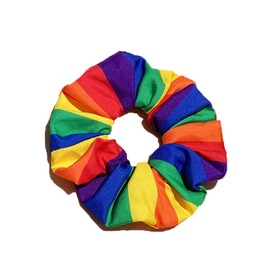 Rainbow Hair Scrunchies Striped Rainbow Ponytail Holder Pride Rainbow Hair Ring Tie JHP20 (2 Pcs-Set A)