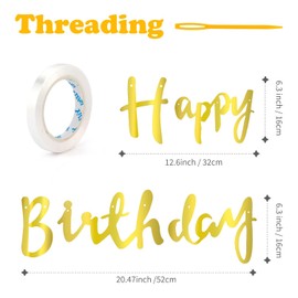 Happy Birthday Banner Happy Birthday Sign Happy Birthday Decorations Birthday Party Decorations Birthday Decor Gold Birthday Decoration Banner Gold Party Decorations Gold Birthday Decorations