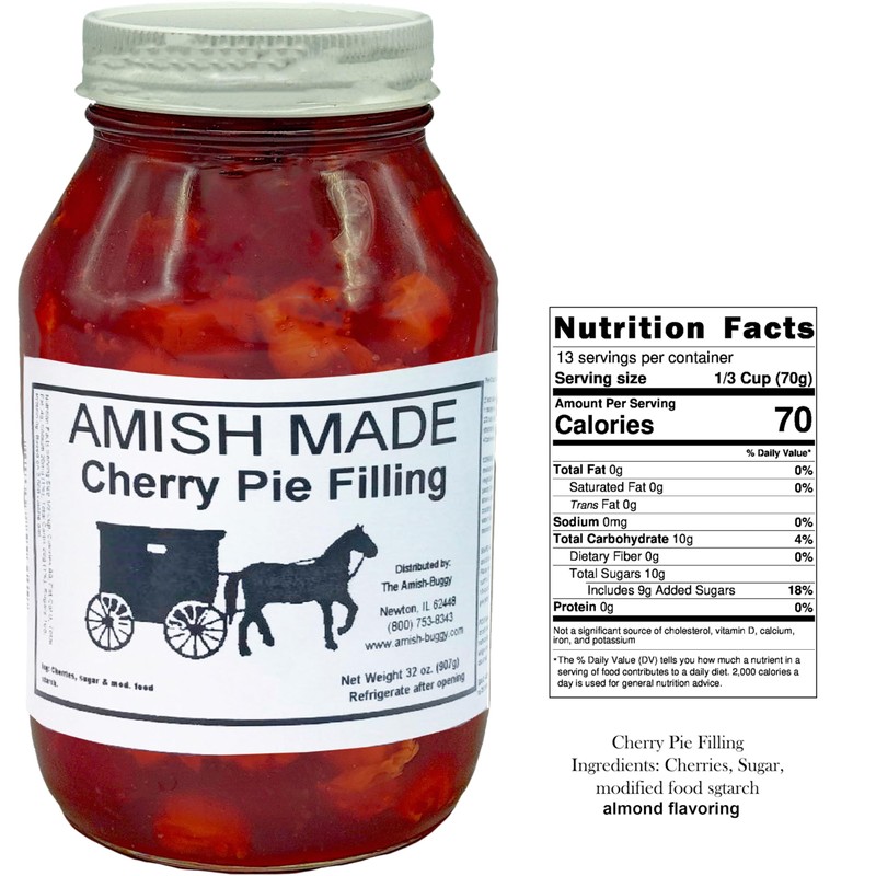Amish Pie Filling and Topping Cherry - TWO 32 Oz