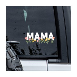 MYMKO Mama Floral Decal, Mother's Day Car Window Decals, 6 Inches UV DTF Tranfer Car Stickers, Positive Flowers Weatherproof Car Truck Window Bumper Sticker, Aesthetic Car Decals for Girl Women