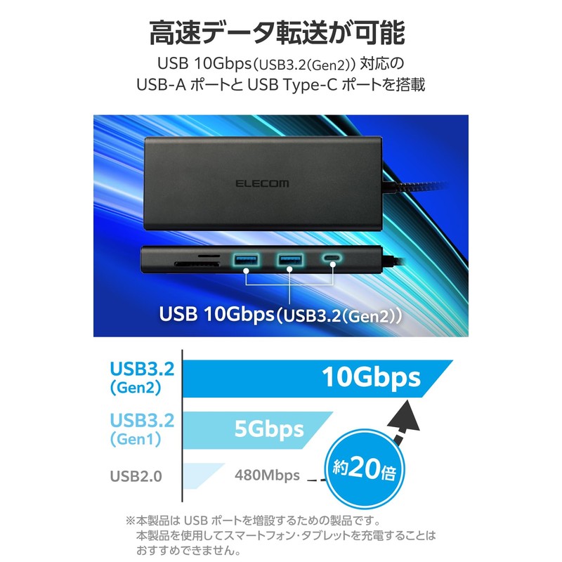 Elecom DST-W03 USB-C Hub Docking Station 10 in 1 PD