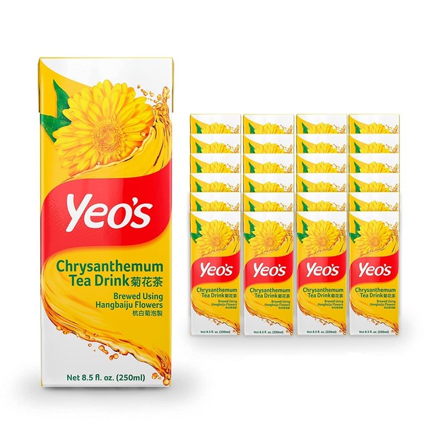 YEO'S Chrysanthemum Tea Drink, Lightly Infused Healthy Tea, Refreshing Asian Drinks, Natural, No Added Preservatives, 250ml - 24 Pack.