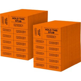 Auction Tickets - 1000 Sheets - 10 Numbers per Sheet (Orange)
