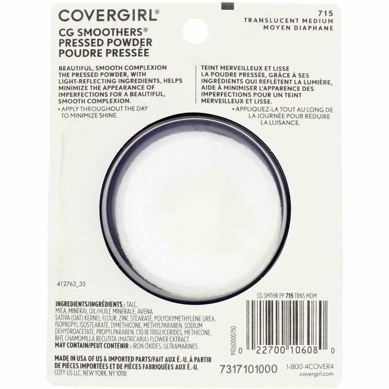 CoverGirl Smoothers Pressed Powder Foundation Translucent, Medium(N)715, 9.5 ml Packages