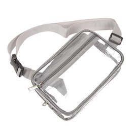 SAHENITEANA Clear Fanny Pack, PVC Transparent Stadium Bag, Waterproof Adjustable Strap Fanny Pack Crossbody (Grey)