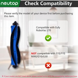 neutop Replacement Rolling Brush Roller Compatible with eufy Robovac L70 Hybrid Robot Vacuum Parts Accessories, 2-Pack.