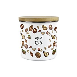 Purely Home Mixed Nuts Food Storage Canister - White Metal Enamel Food Storage Container