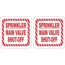 StickerTalk Sprinkler Main Valve Shut-Off Vinyl Stickers, 1 Sheet of 2 Stickers, 2.5 inches by 2.5 inches Each