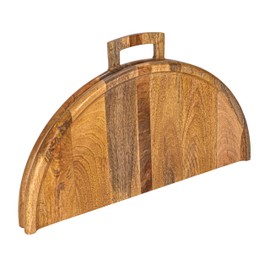 Creative Co-Op Mango Wood and Stainless Steel Folding Cheese and Serving Board with Handle and Magnets Closure, Natural and Gold