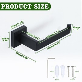 Mooche Towel Rail Wall Mounted, 17CM Bathroom Towel Holder, Black