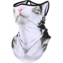 YJPPDD Cute Bandana Face Mask,3D Animal Neck Gaiter Face Mask Scarf with Ear-Hanging for Ski Hiking Riding Sports Outdoor (Tabby)