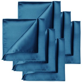 KissTies 1 pañuelo/6 piezas de satén cuadrado de bolsillo para boda, fiesta, color sólido + caja de regalo, Teal Blue X 6, Talla única