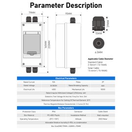DIHOOL Solar Panel Disconnect Switch 10 Amp DC 1000V RV Circuit Breaker Box, Solar Combiner Box