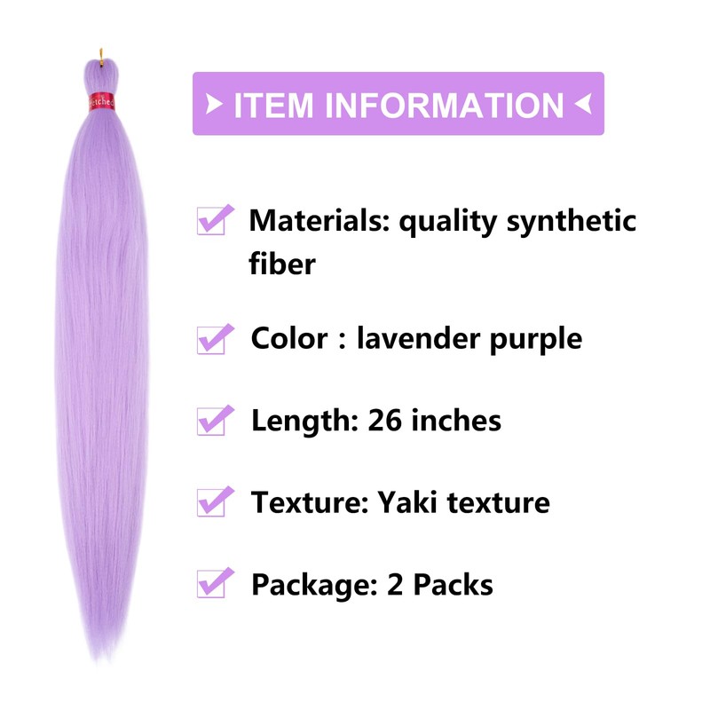 Lavender Purple Braiding Hair Pre Stretched 2 Packs Box Braids