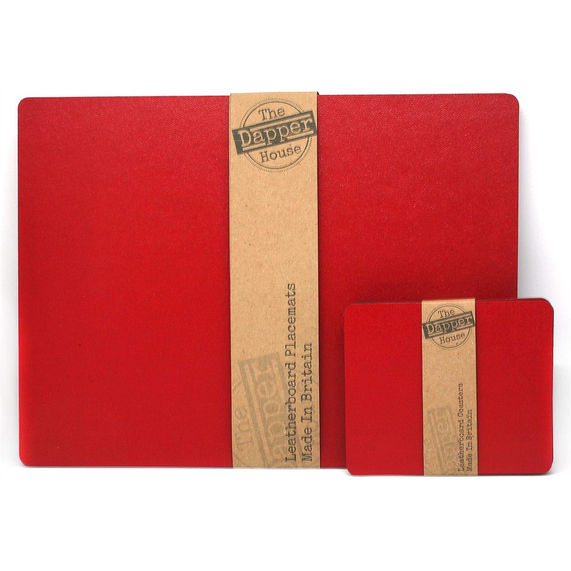 The Dapper House Set of 4 Elementary Red Leatherboard Placemats