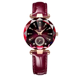 RORIOS Women's Watches Ladies Quartz Watch with Leather Strap Fashion Waterproof Wrist Watch Diamond Watches for Women