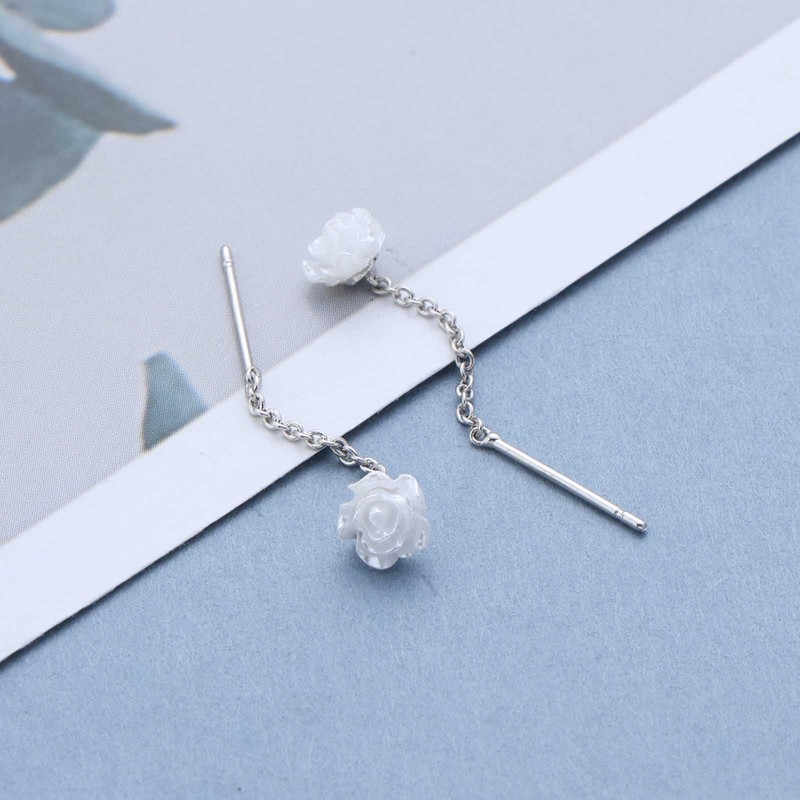 Xduargs Boho Rose Threader Chain Earrings Vintage Rose Threader Earrings