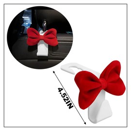 BESULEN 2 PCS Car Headrest Hook, Cute Bow Vehicle Seat Hooks for Purses and Bags, Automotive Seatback Interior Decoration Organizer Hanger Accessories, Universal for SUV, Sedan, Truck (Red/White)