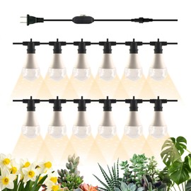 JMXULONG Grow Light Bulbs LED Growth Bulb A25 Full Spectrum String Plant Light Houseplant Growting Lamp Indoor Or Outdoor Waterproof Grow Lights (12 Lights and Cord)
