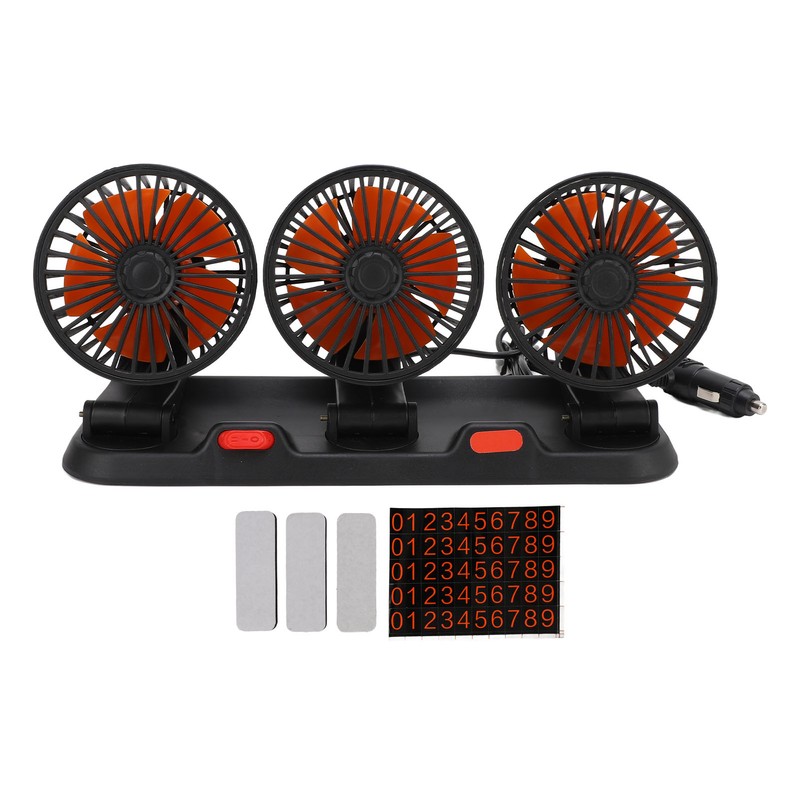Three Head Car Fan 2 Speed Adjustable 360 Degree Rotation