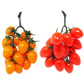 yueton 2 Strings of Lifelike Artificial Cherry Tomatoes Realistic Fake Tomato Simulation Vegetables Fruits for Home, Garden, Display Cabinet, Photography, Christmas, Harvest Festival Decoration