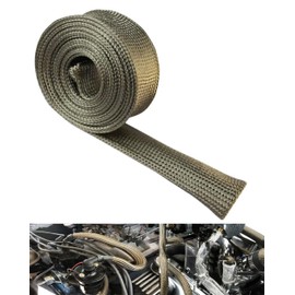 Heat Shield Sleeve Spark Plug Wire Heat Shield 1"IDX10'Fuel Line Heat Shield Auto Hose Spark Plug Wire Cover Protectors Boots Roll 2500 Degree for Car Auto Wire Loom Brake Cable (Titanium)