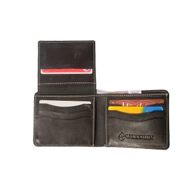 Wolfsohn Men's Leather Wallet, 12 Compartments, Hilfiger Wallet, Portrait Format, Genuine Leather Wallet, Men's Wallet, Coin Compartment, Wallet, Genuine Leather, Cards, ID, Brown, Vintage, black,