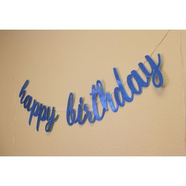 All About Details Happy Birthday Cursive Banner (Blue)
