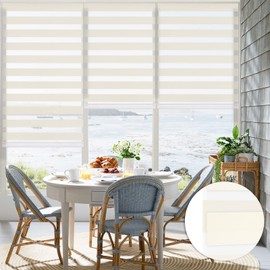 Changshade Zebra Shades Cordless for Indoor Windows Sliding Glass Door Custom Size, Light Filtering Horizontal Blinds Roller Dual Layer Fabric Privacy Day and Night Sheer for Home Office, Beige