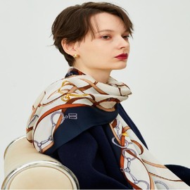 Daks (신세계강남점)네이비 체인 진주포인트 실크 스카프DCSC0E011 (Shinsegae Gangnam) Navy Chain Pearl Point Silk Scarf DCSC0E011