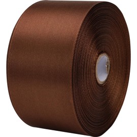 Baocuan 2 inch x 50 Yards Brown Single Face Satin Ribbon Solid Fabric Ribbon for Gift Wrapping Floral Bouquets Wedding Birthday Party Decoration Hair Floral Craft Sewing
